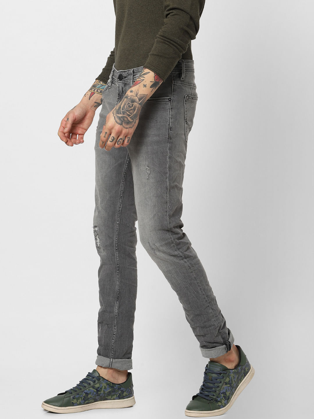 Grey Low Rise Ben Slim Fit Jeans