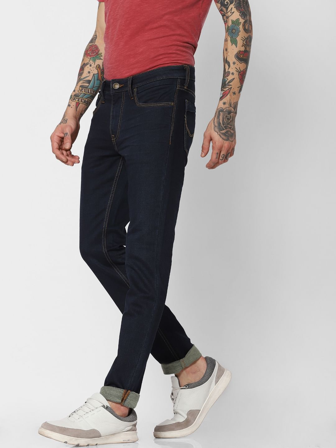 Blue Low Rise Indigo Knit Ben Skinny Fit Jeans
