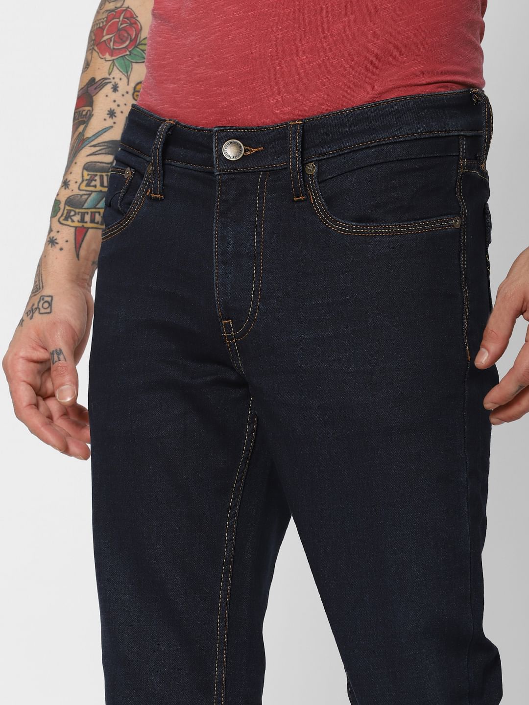 Blue Low Rise Indigo Knit Ben Skinny Fit Jeans