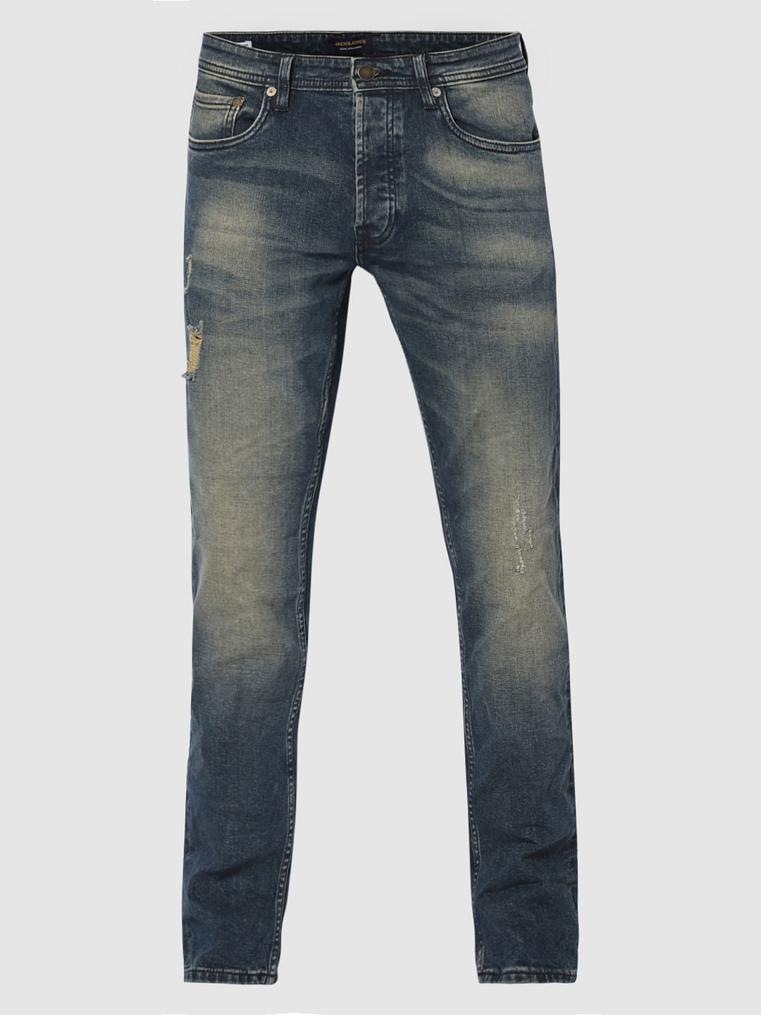 Blue Low Rise Washed Tim Anti Fit Jeans