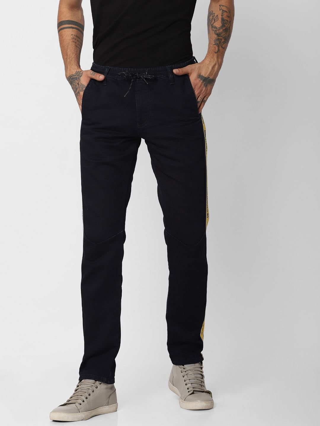 Blue Low Rise Indigo Knit Slim Jeans
