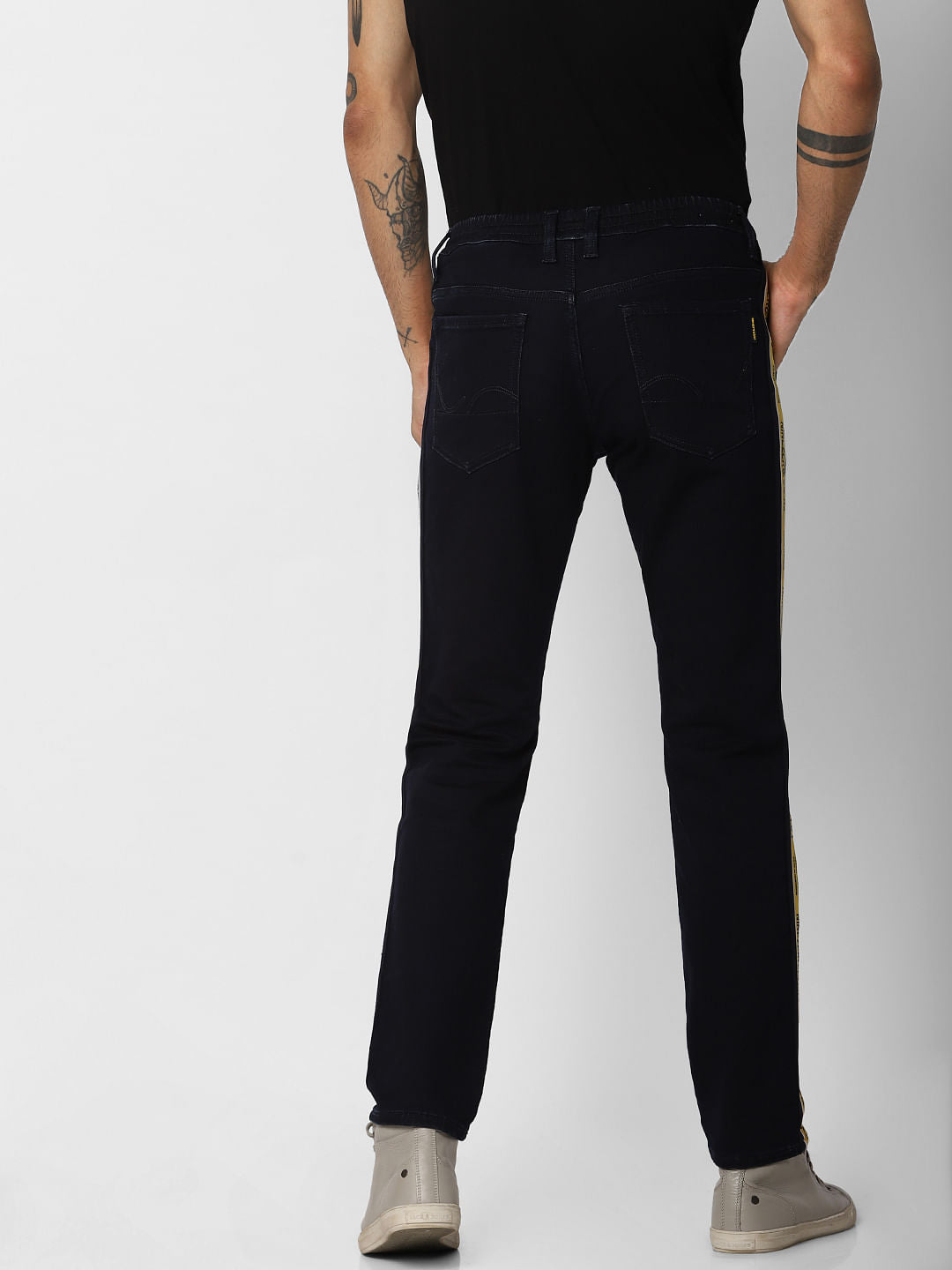 Blue Low Rise Indigo Knit Slim Jeans