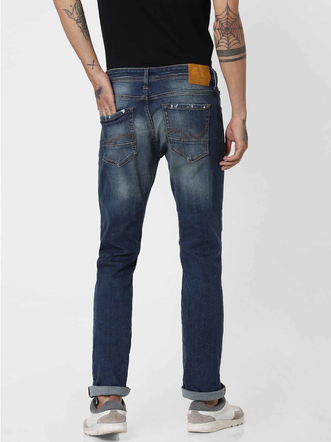 Dark Blue Mid Rise Clark Regular Fit Jeans