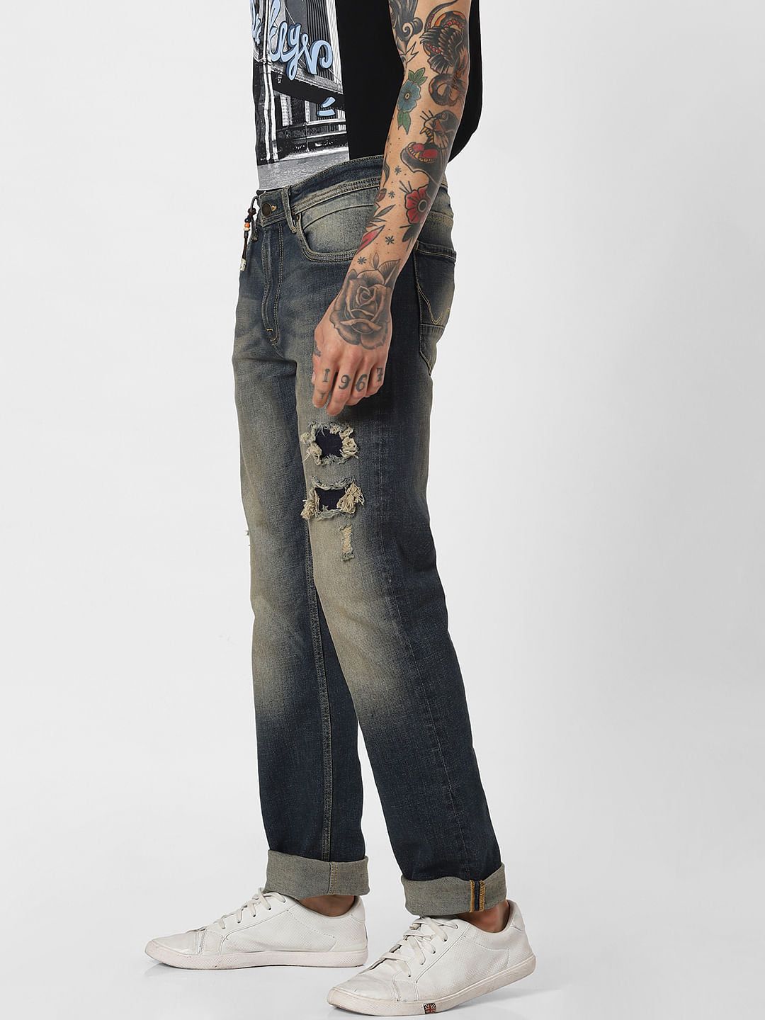Blue Ripped Clark Slim Jeans