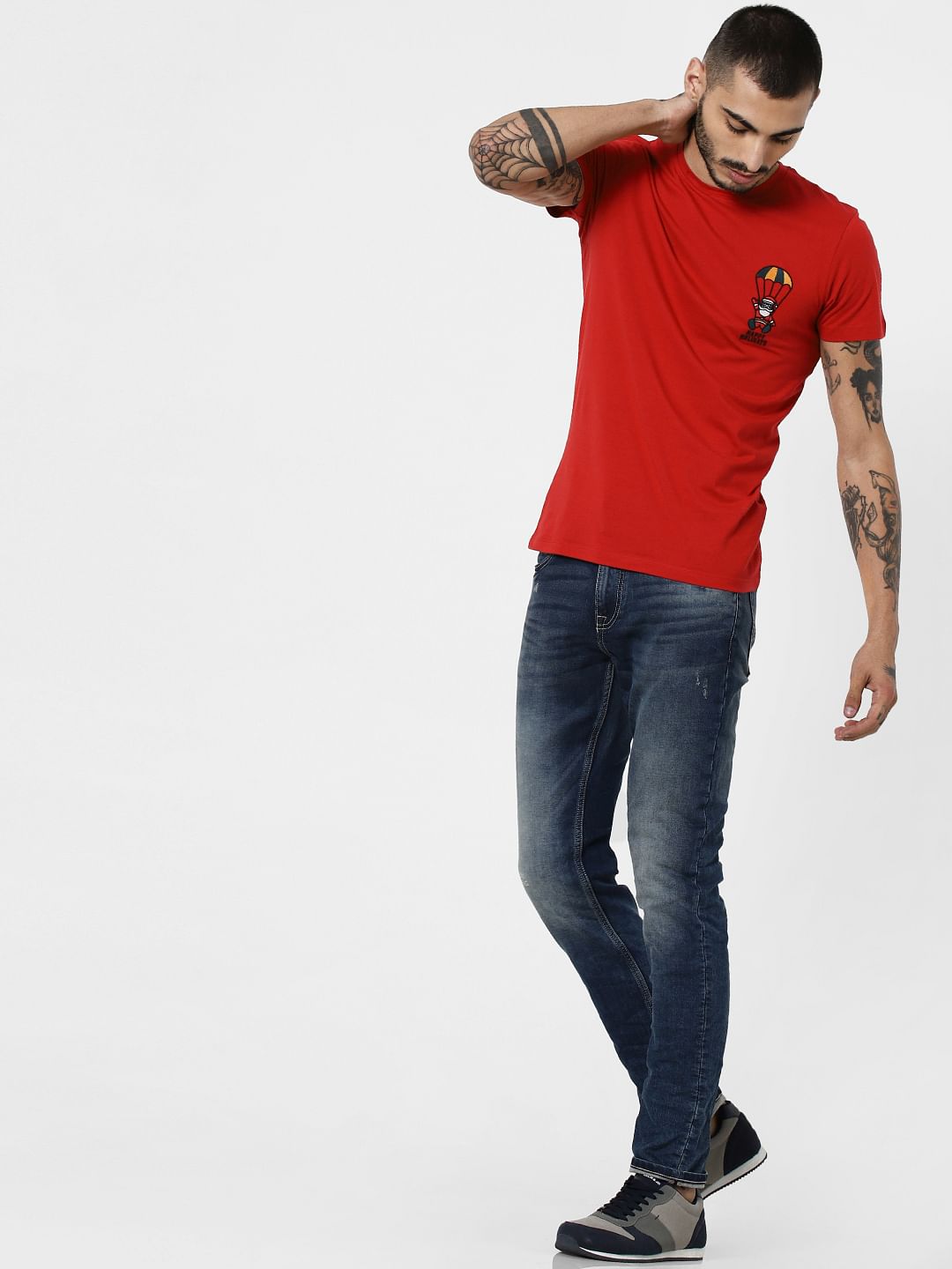 Blue Low Rise Indigo Knit Ben Skinny Jeans