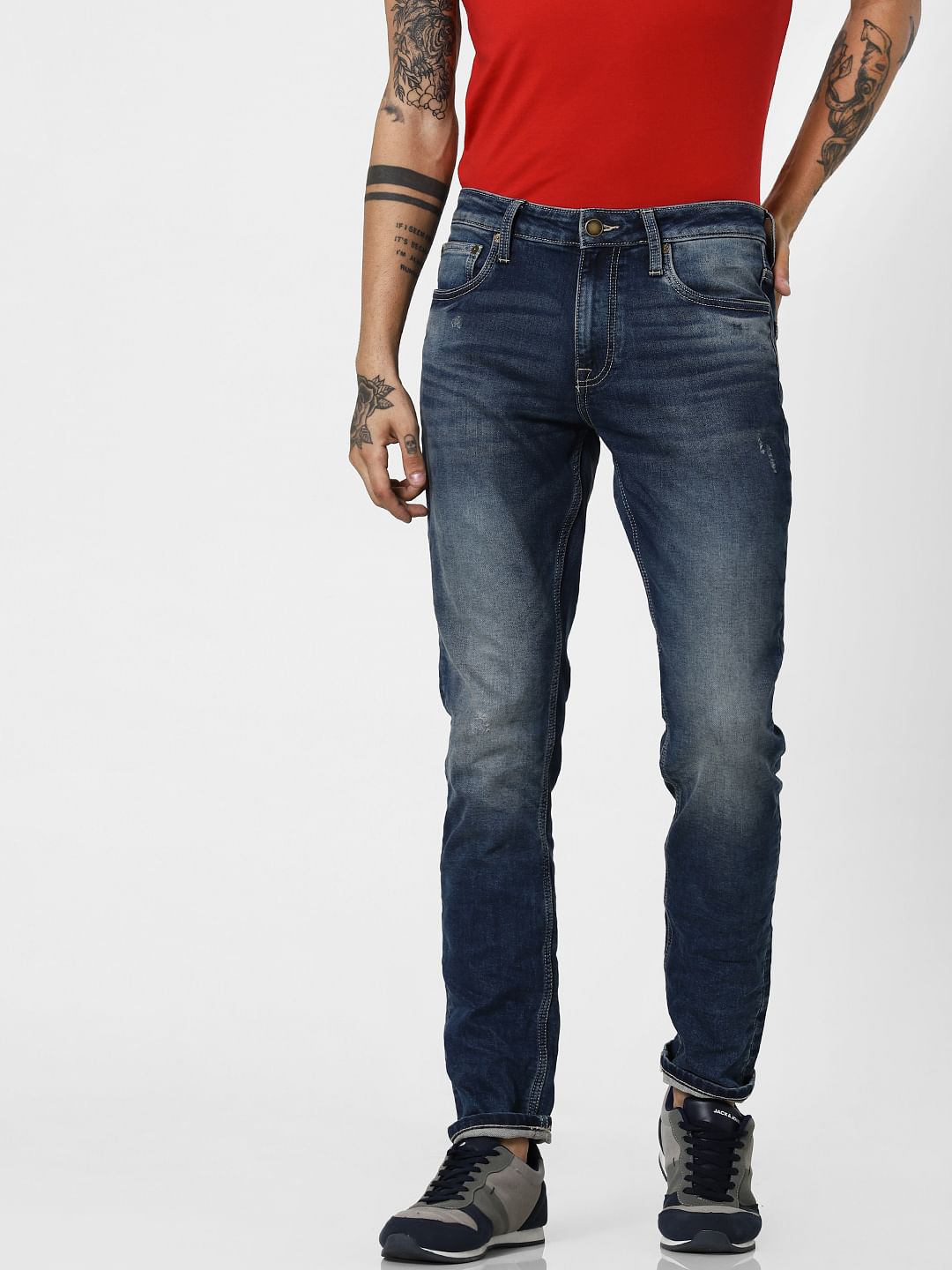 Blue Low Rise Indigo Knit Ben Skinny Jeans