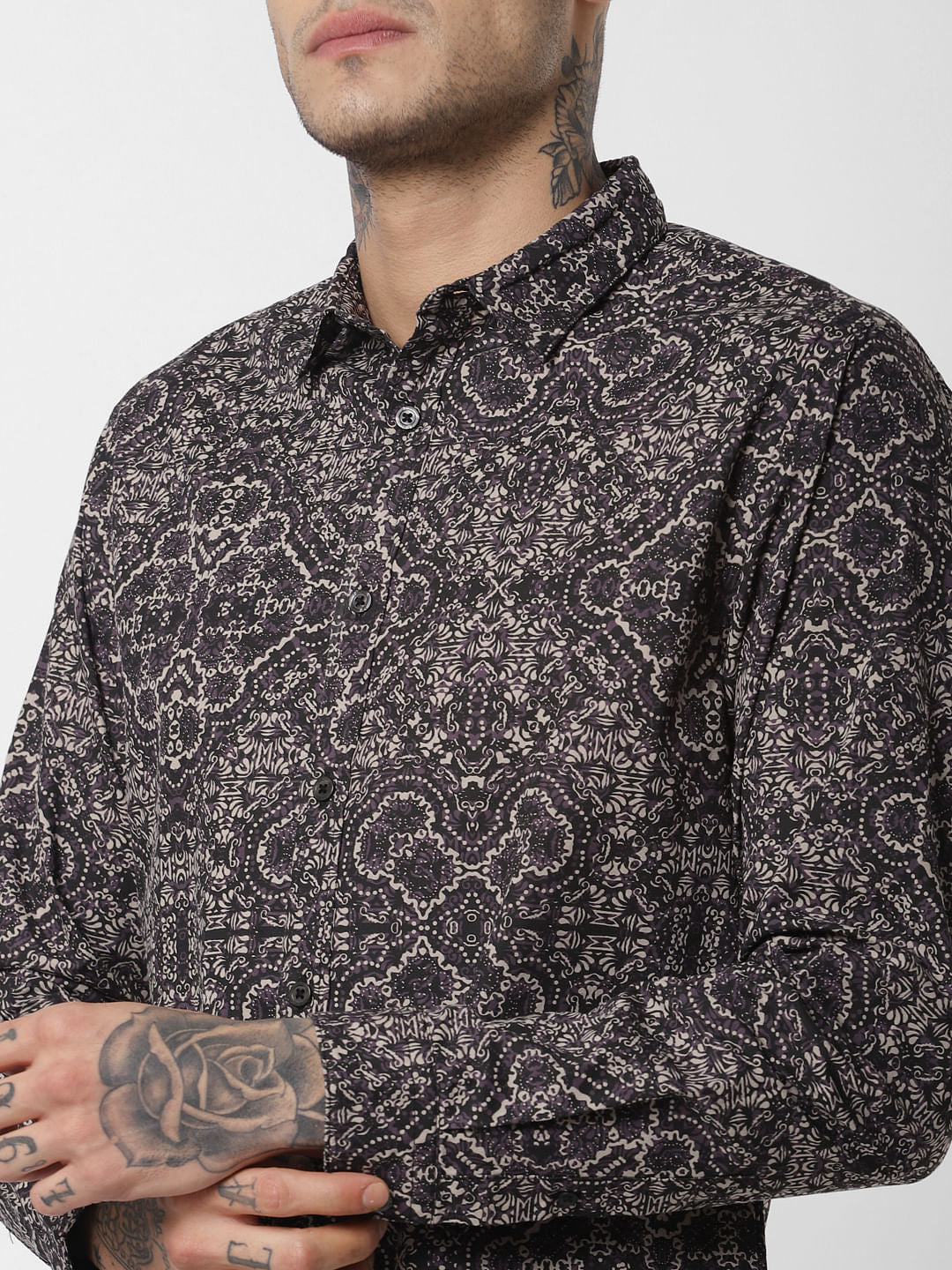 Black All Over Print Full Sleeves Shirt