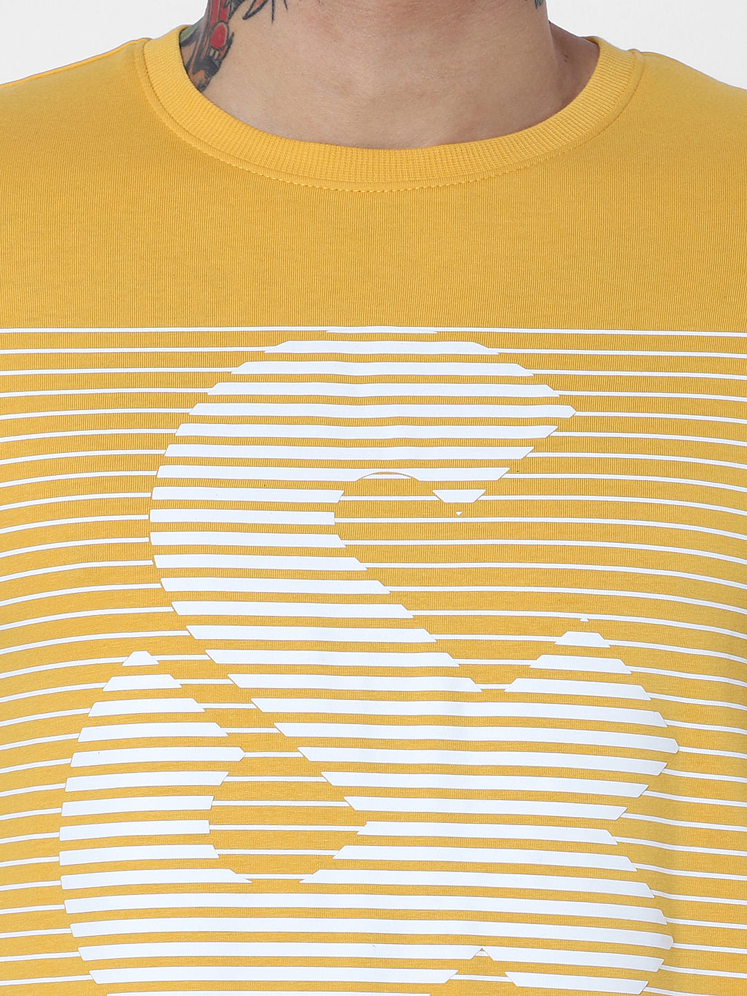 Yellow Logo Print Crew Neck T-Shirt