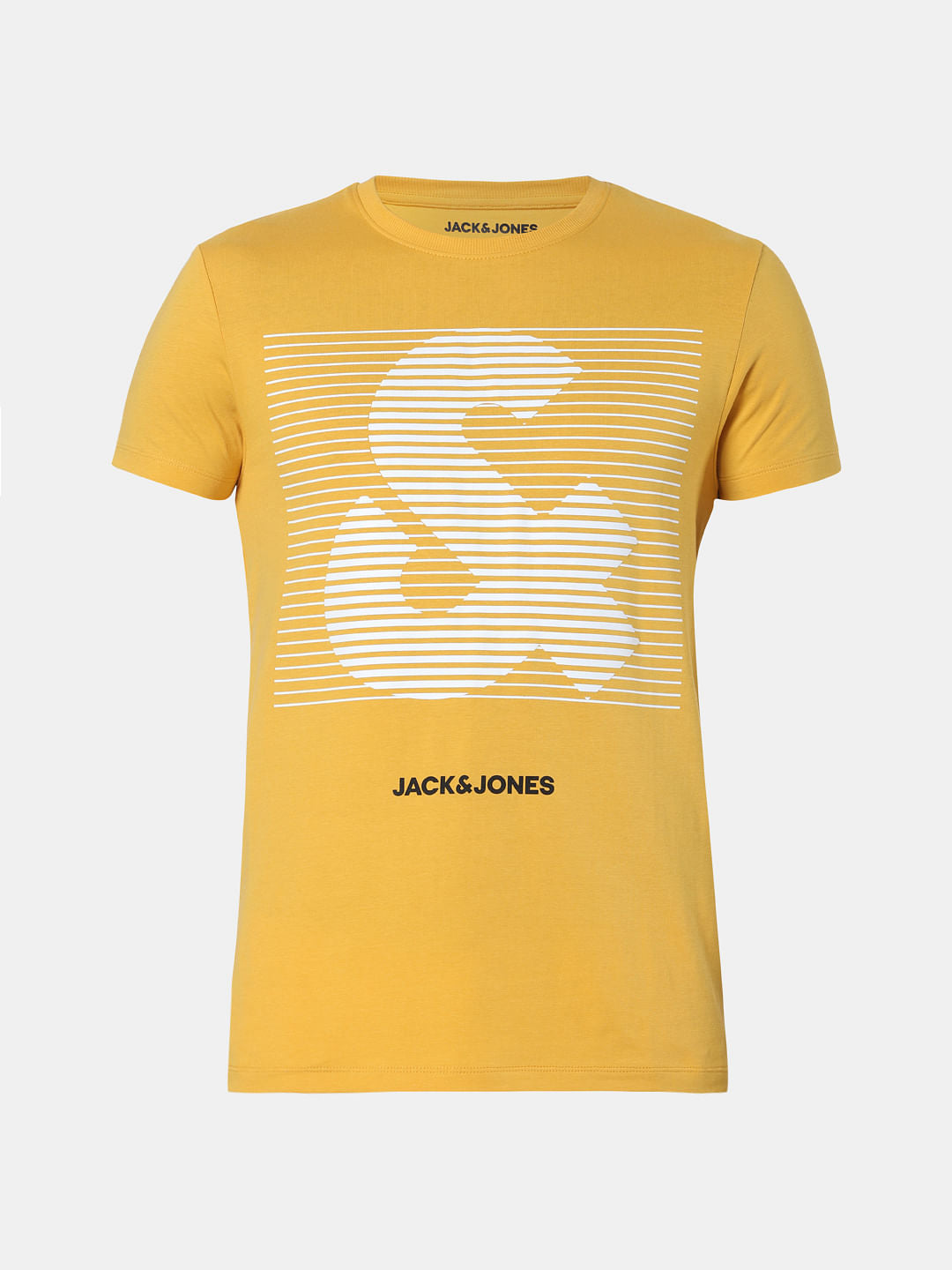 Yellow Logo Print Crew Neck T-Shirt
