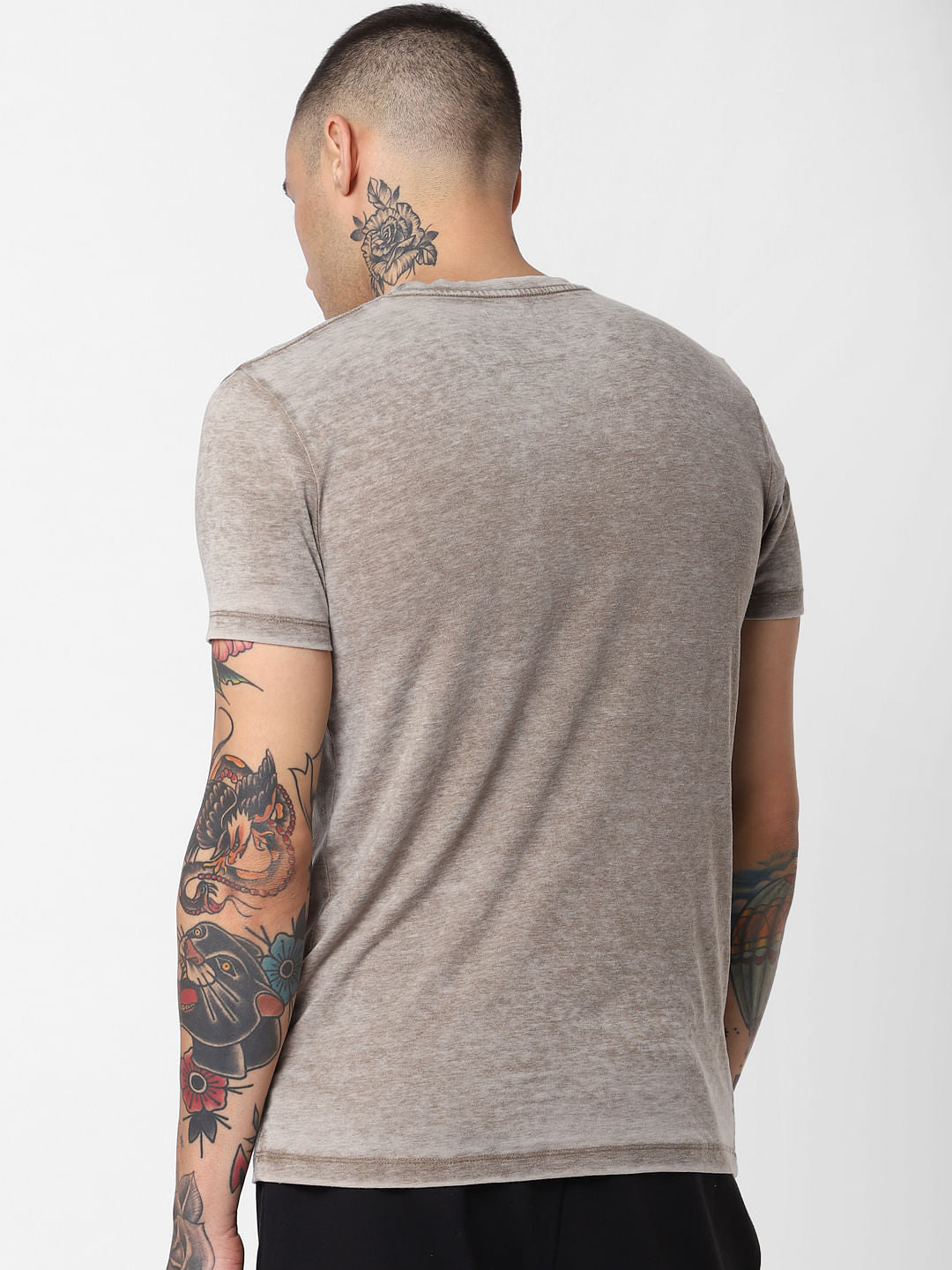 Brown Graphic Print Crew Neck T-Shirt