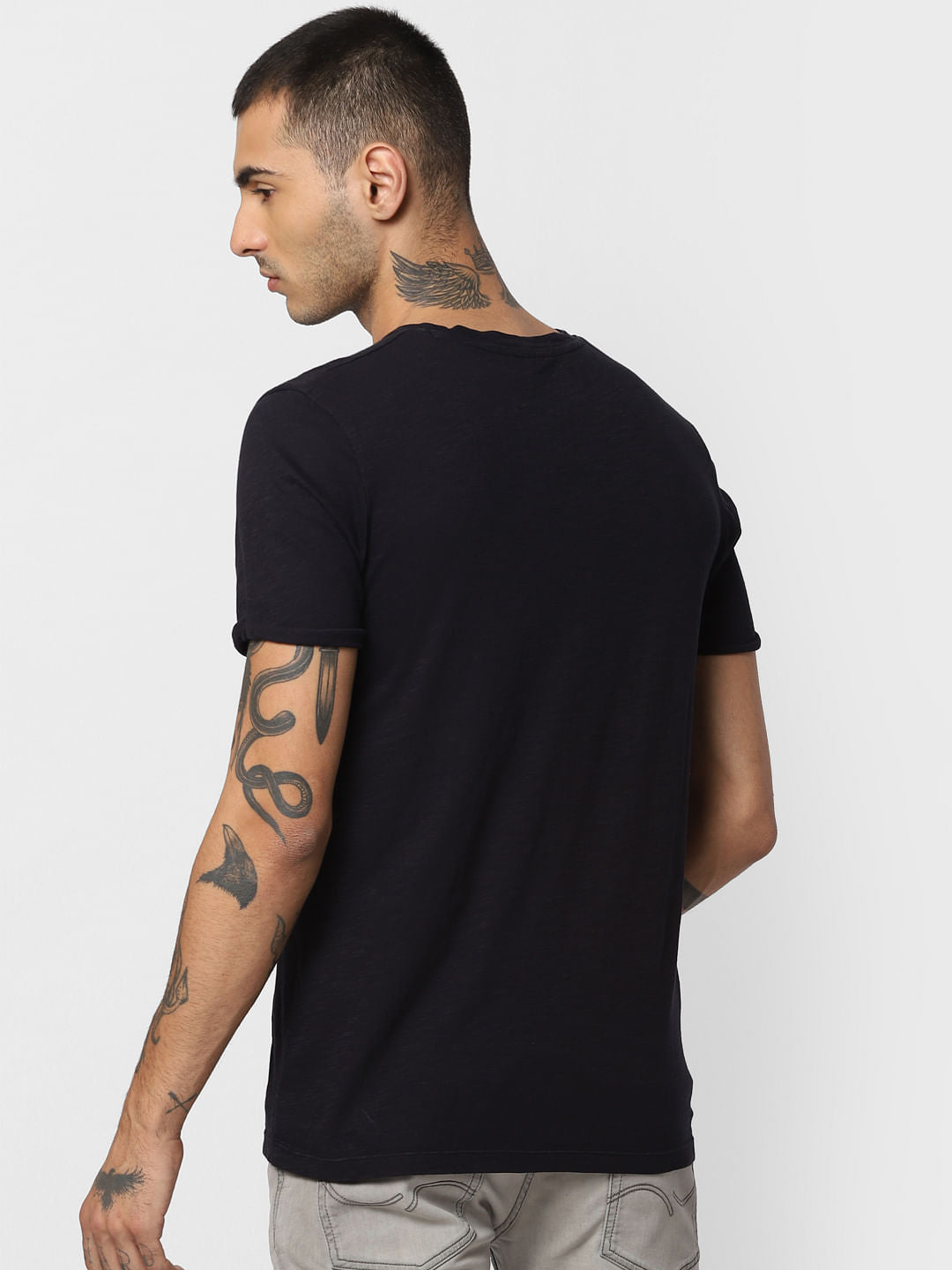 Black Graphic Print Crew Neck T-shirt