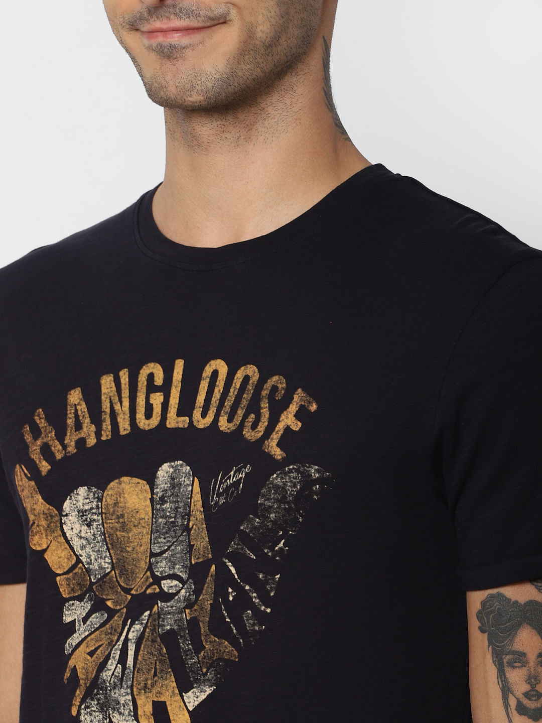 Black Graphic Print Crew Neck T-shirt