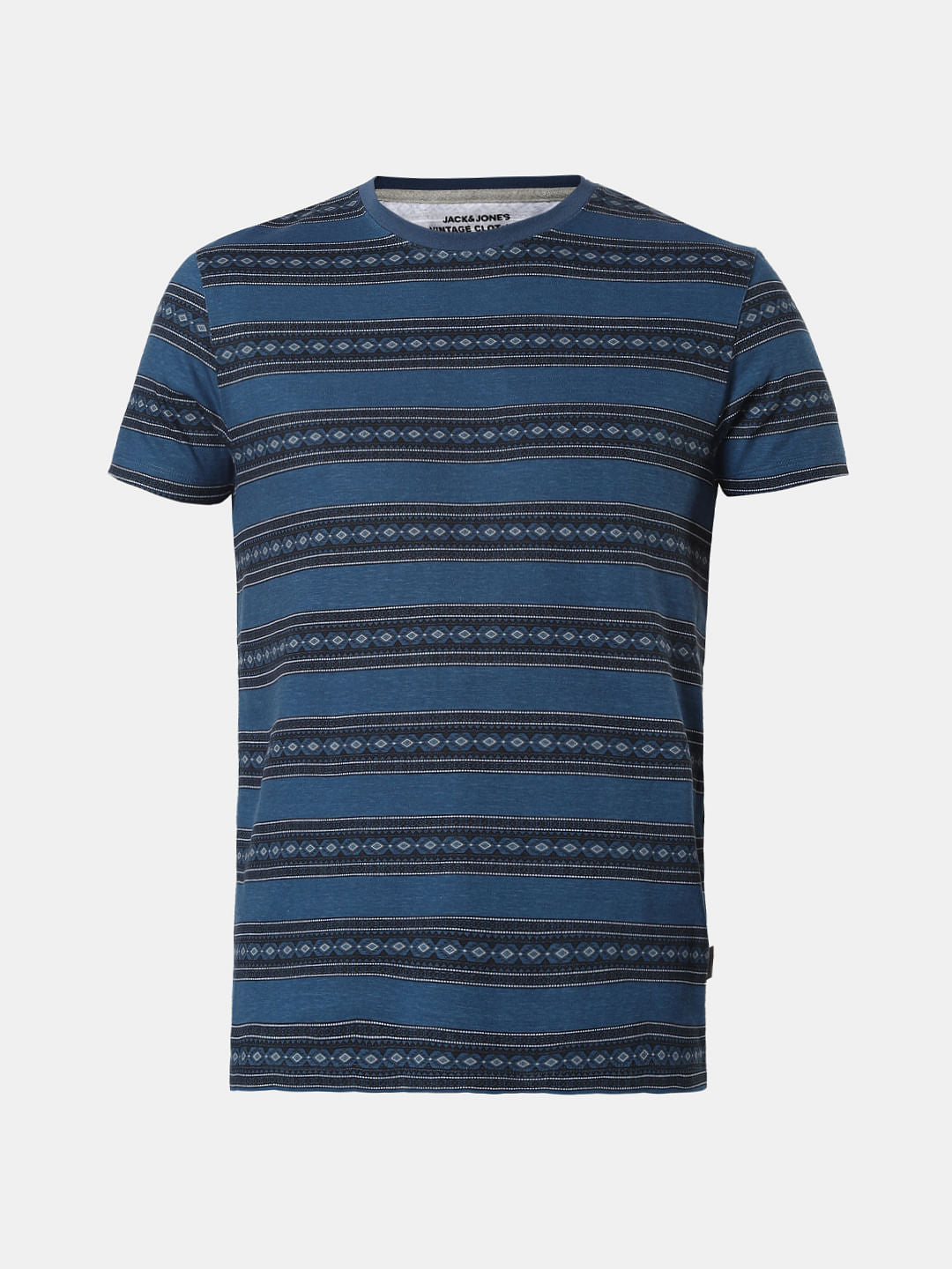 Blue Striped Crew Neck T-Shirt