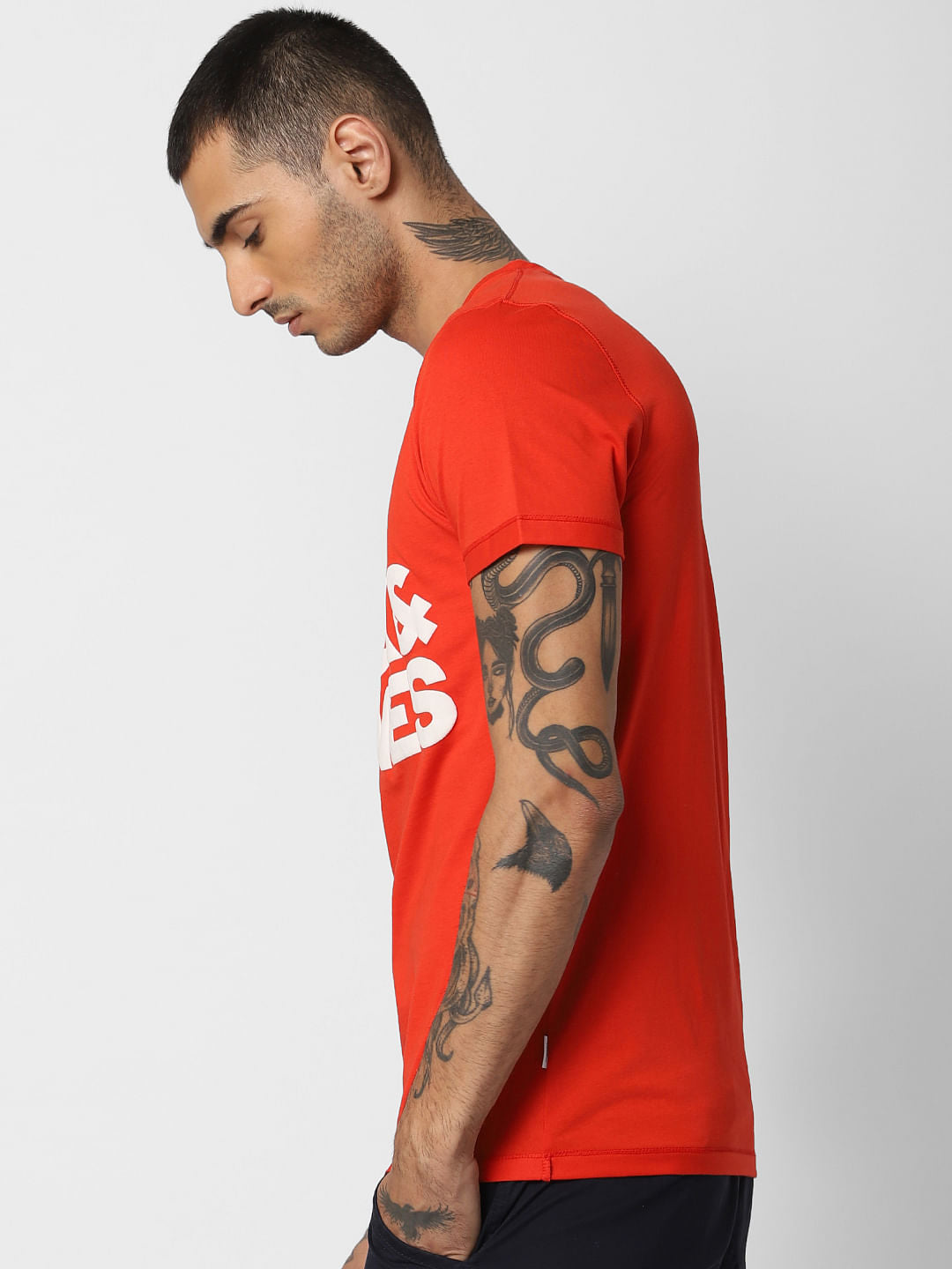 Red Logo Print Crew Neck T-shirt