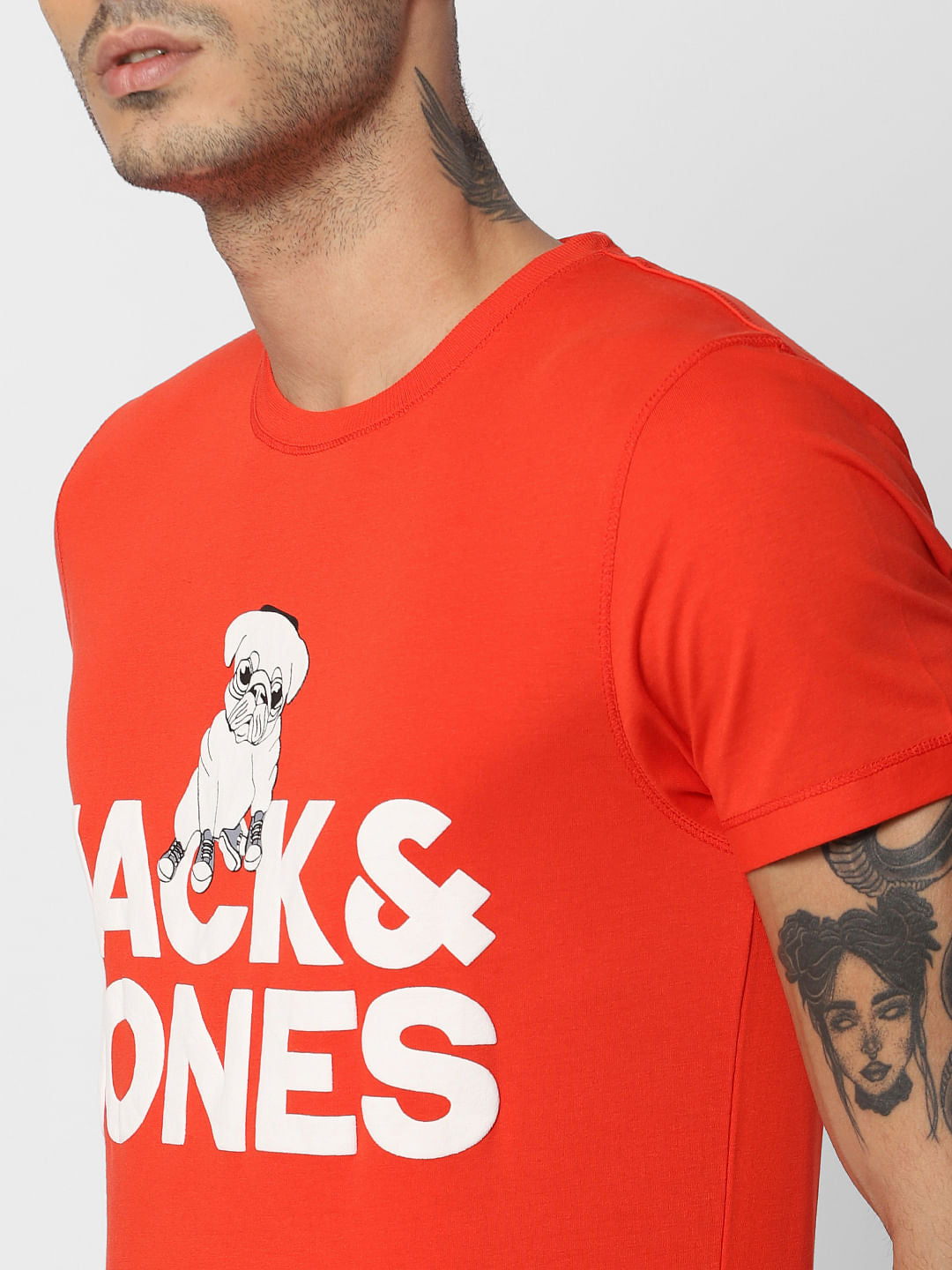 Red Logo Print Crew Neck T-shirt