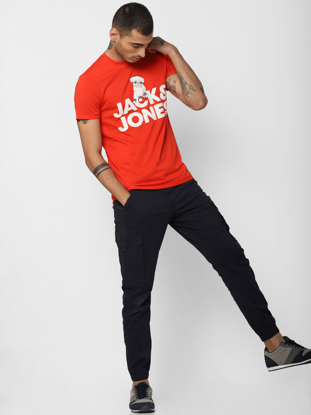 Red Logo Print Crew Neck T-shirt