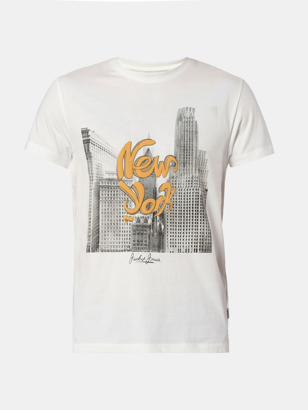White New York Print Crew Neck T-Shirt