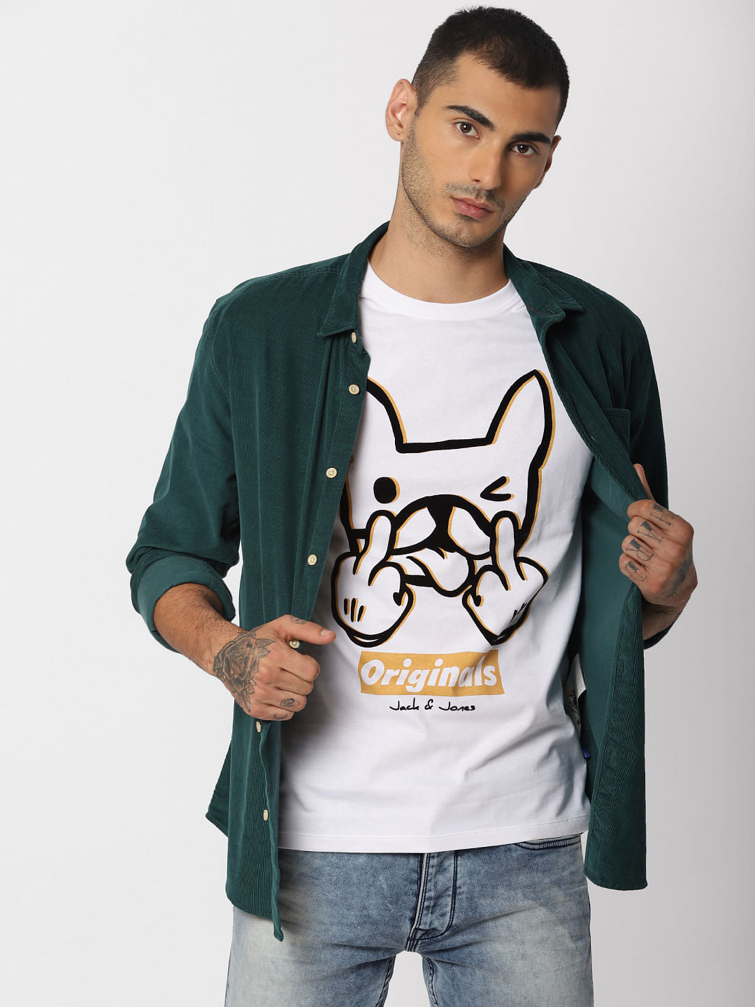 White Graphic Print Crew Neck T-Shirt - S