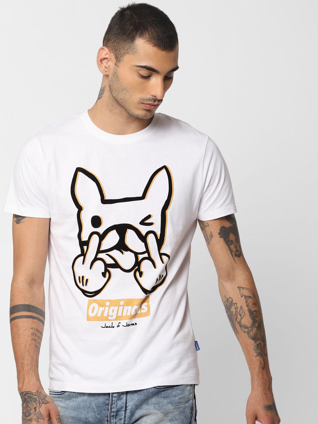 White Graphic Print Crew Neck T-Shirt