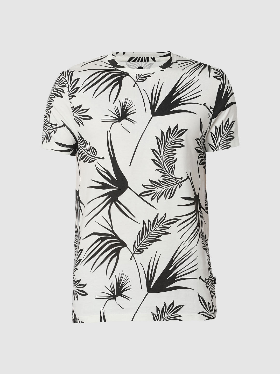 White All Over Print Crew Neck T-Shirt