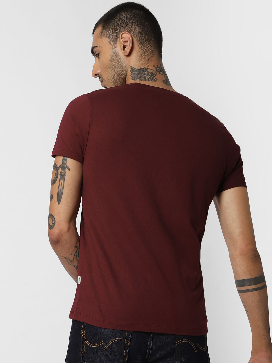 Burgundy Graphic Print Crew Neck T-shirt