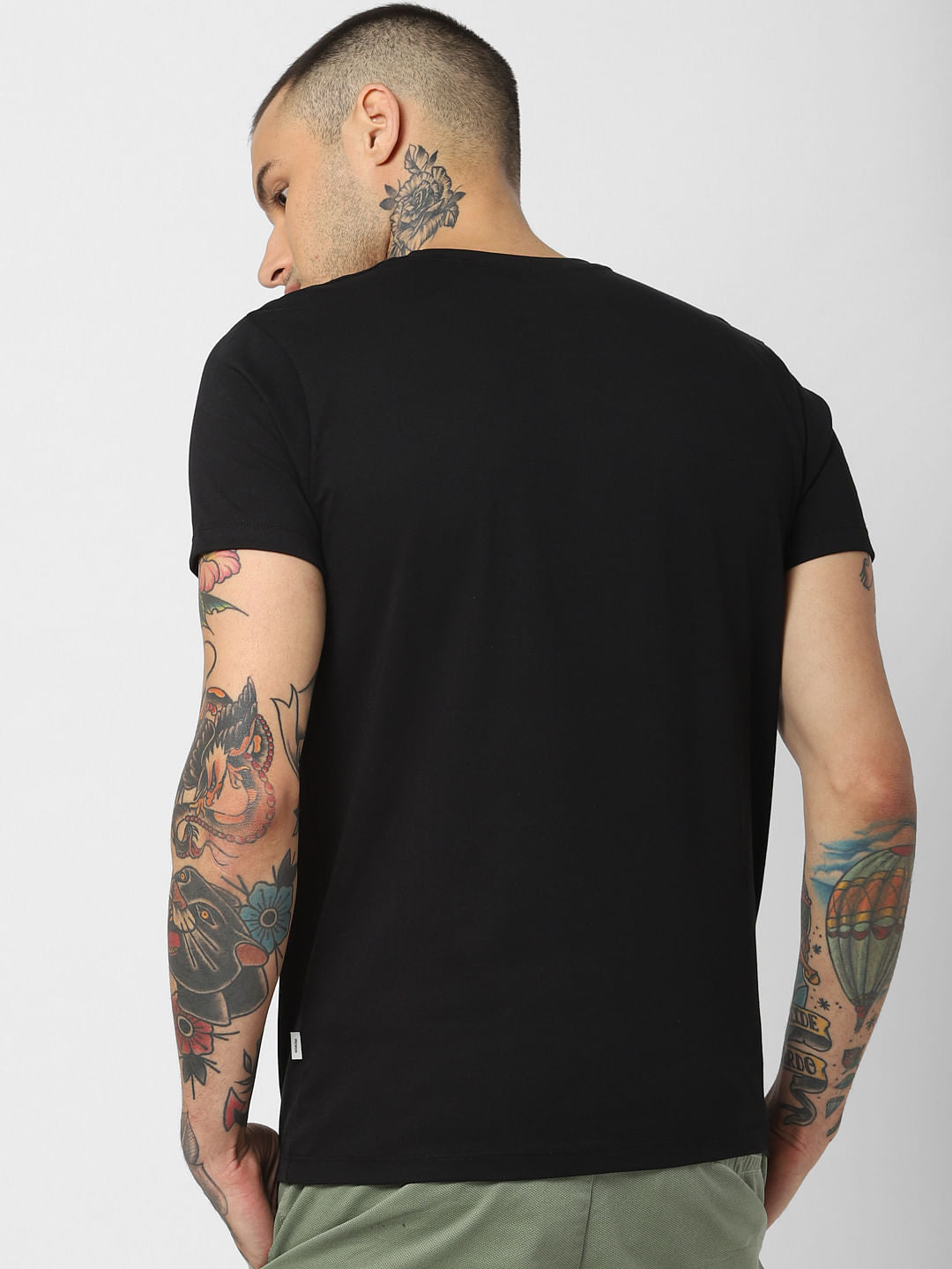 Black Typographic Print Crew Neck T-Shirt