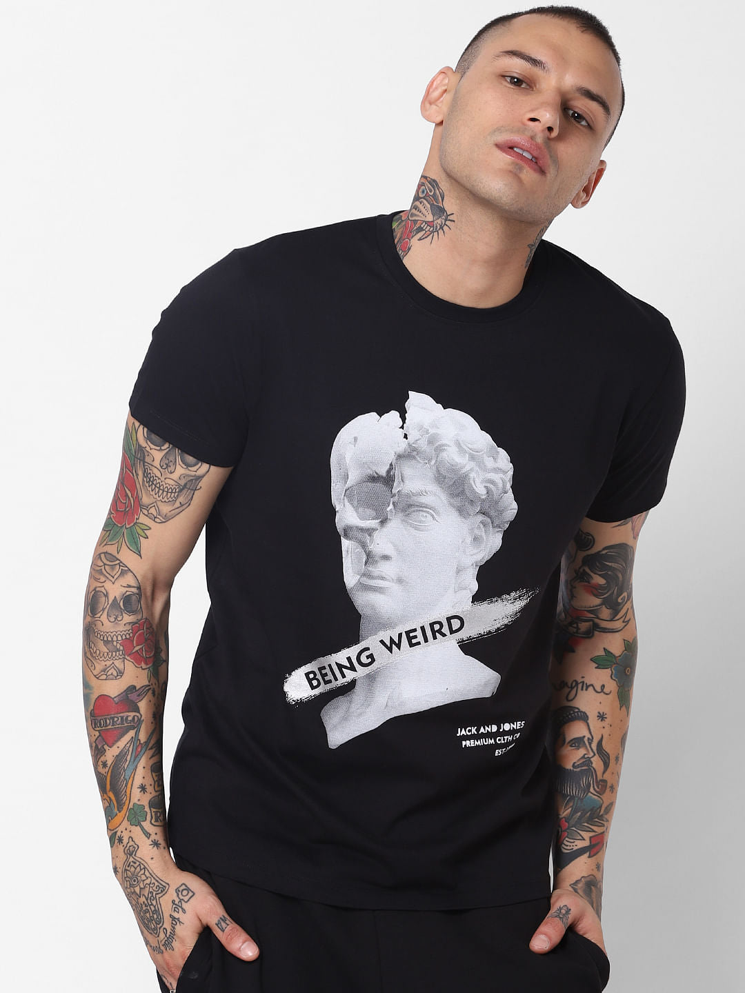 Black Being Weird Crew Neck T-Shirt - S