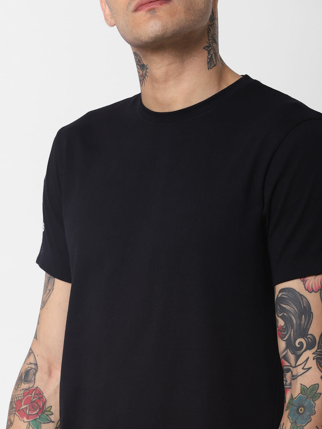 Black Camo Patch Crew Neck T-Shirt