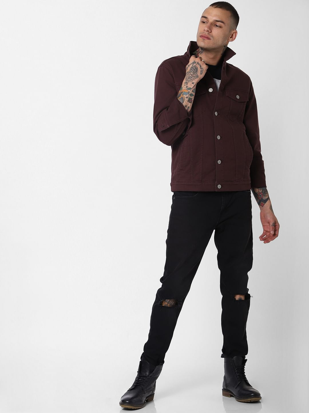 Burgundy Denim Jacket