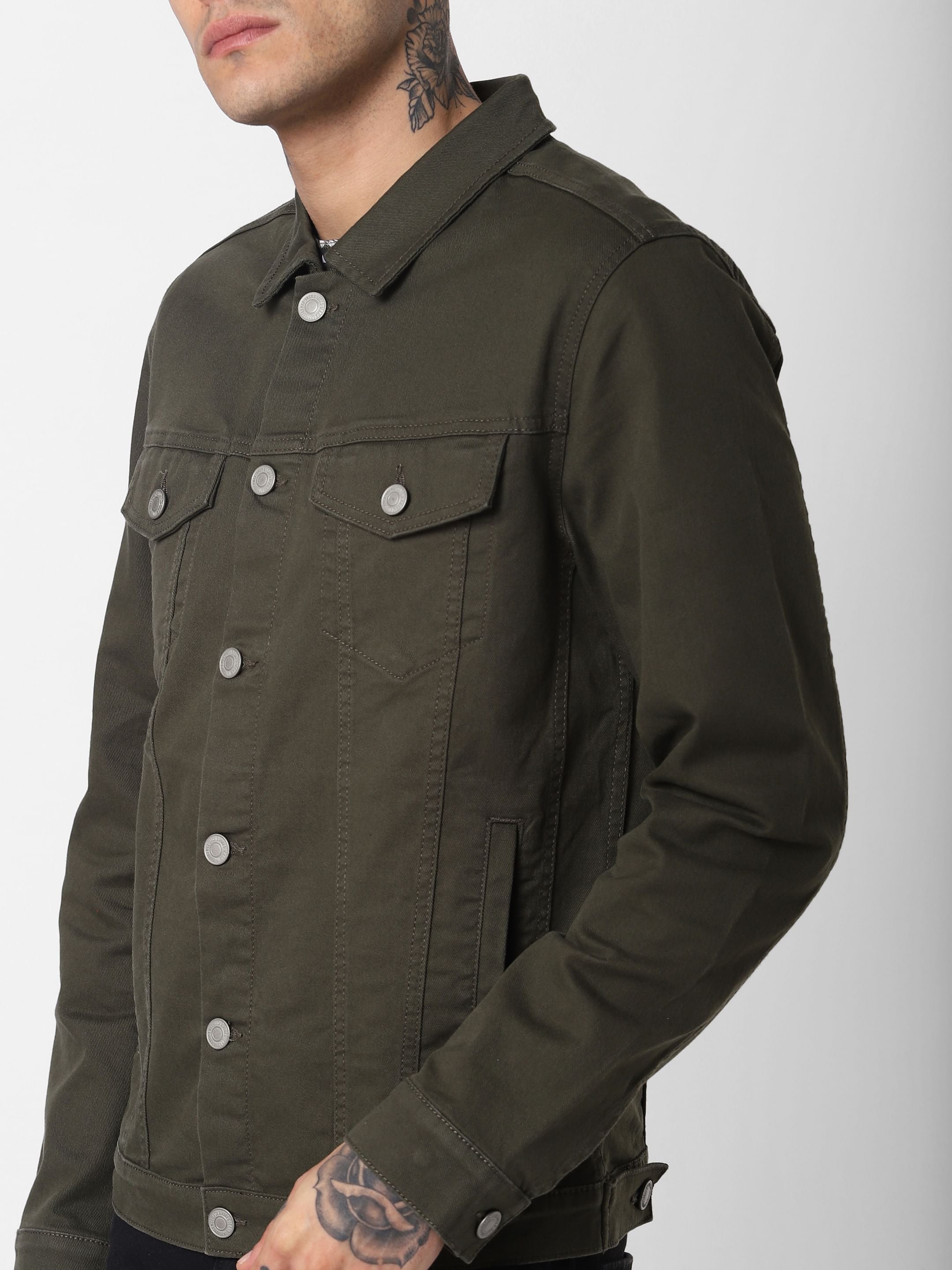 Dark Green Denim Jacket