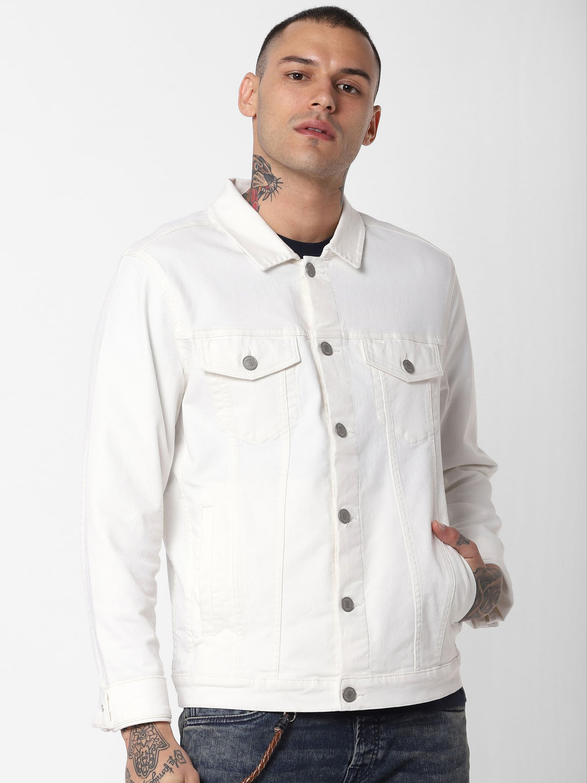 White Denim Jacket - S
