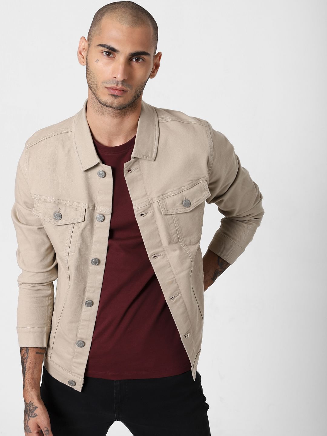 Beige Denim Jacket - S
