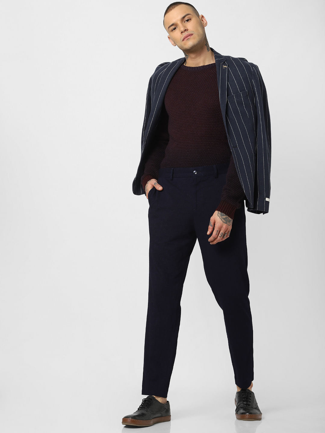 Navy Blue Slim Fit Trousers - 46