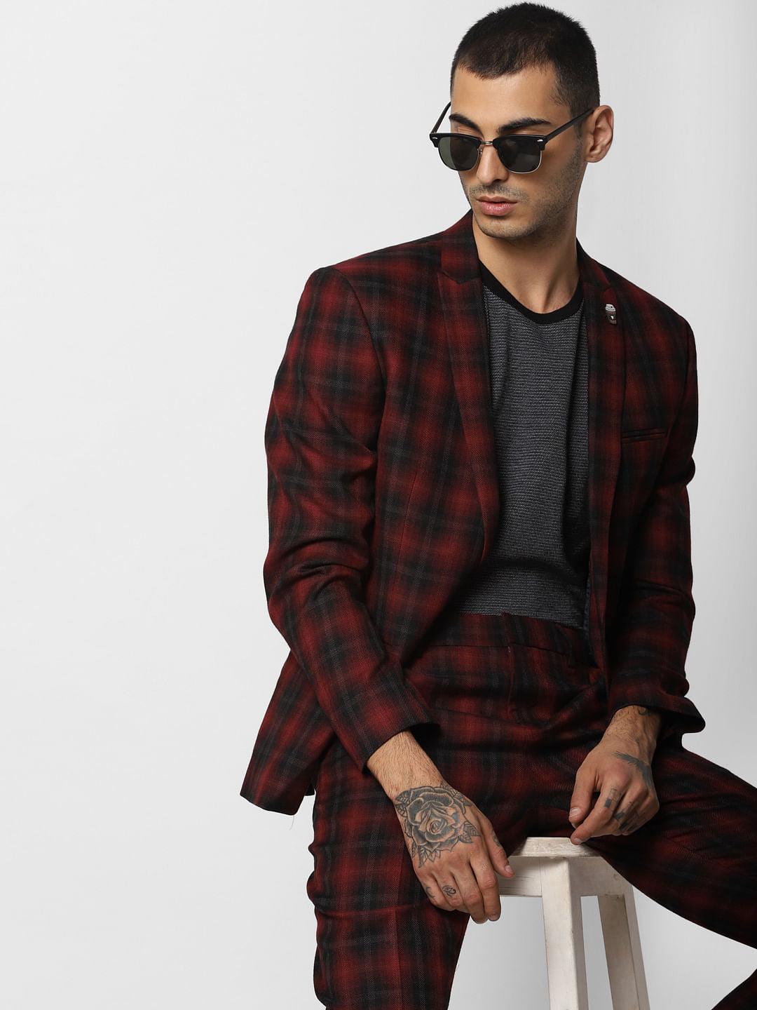 Red Check Blazer - 46