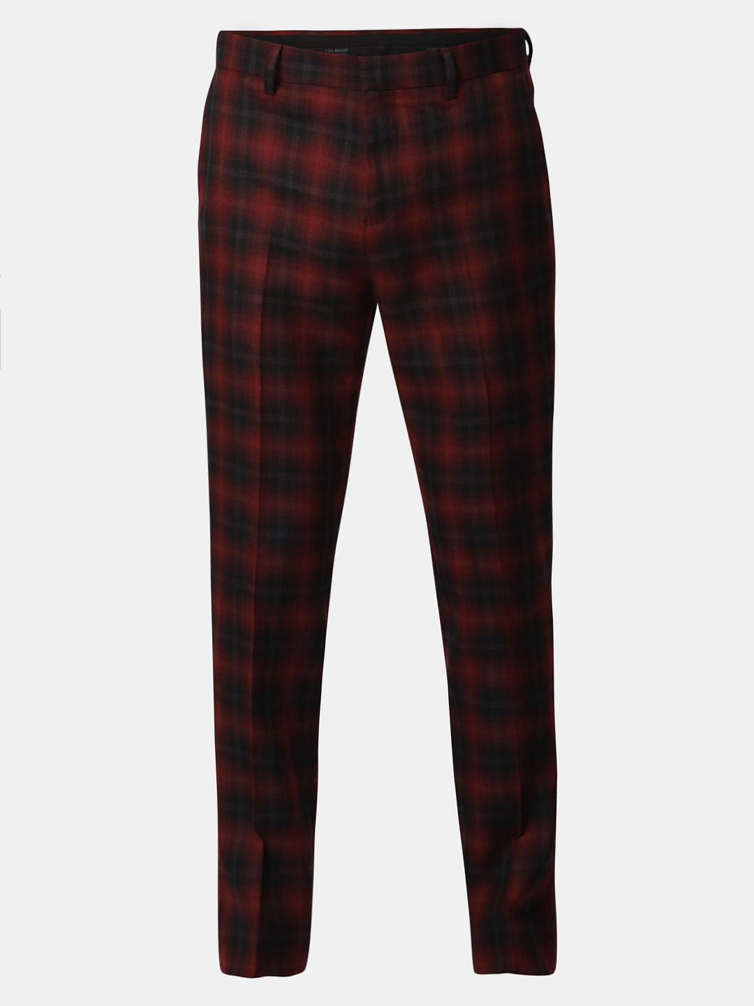 Red Check Slim Fit Trousers