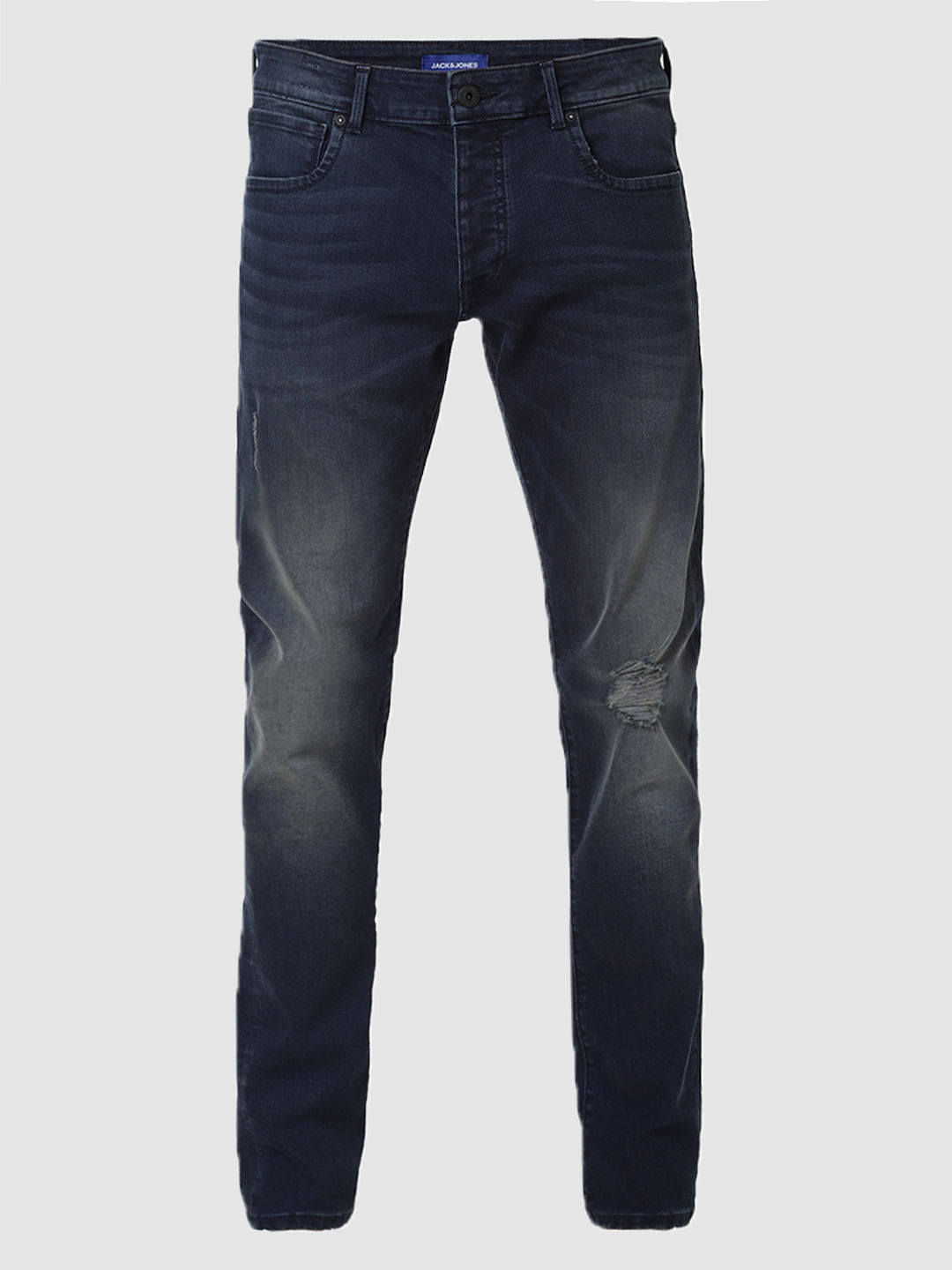 Blue Low Rise Ripped Glenn Slim Fit Jeans