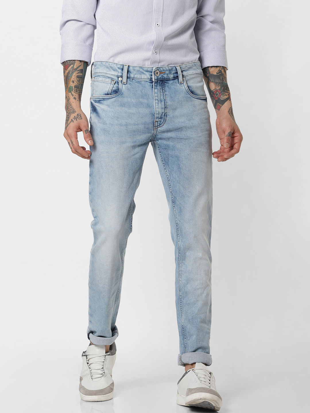 Blue Low Rise Washed Ben Skinny Fit Jeans - 28/30