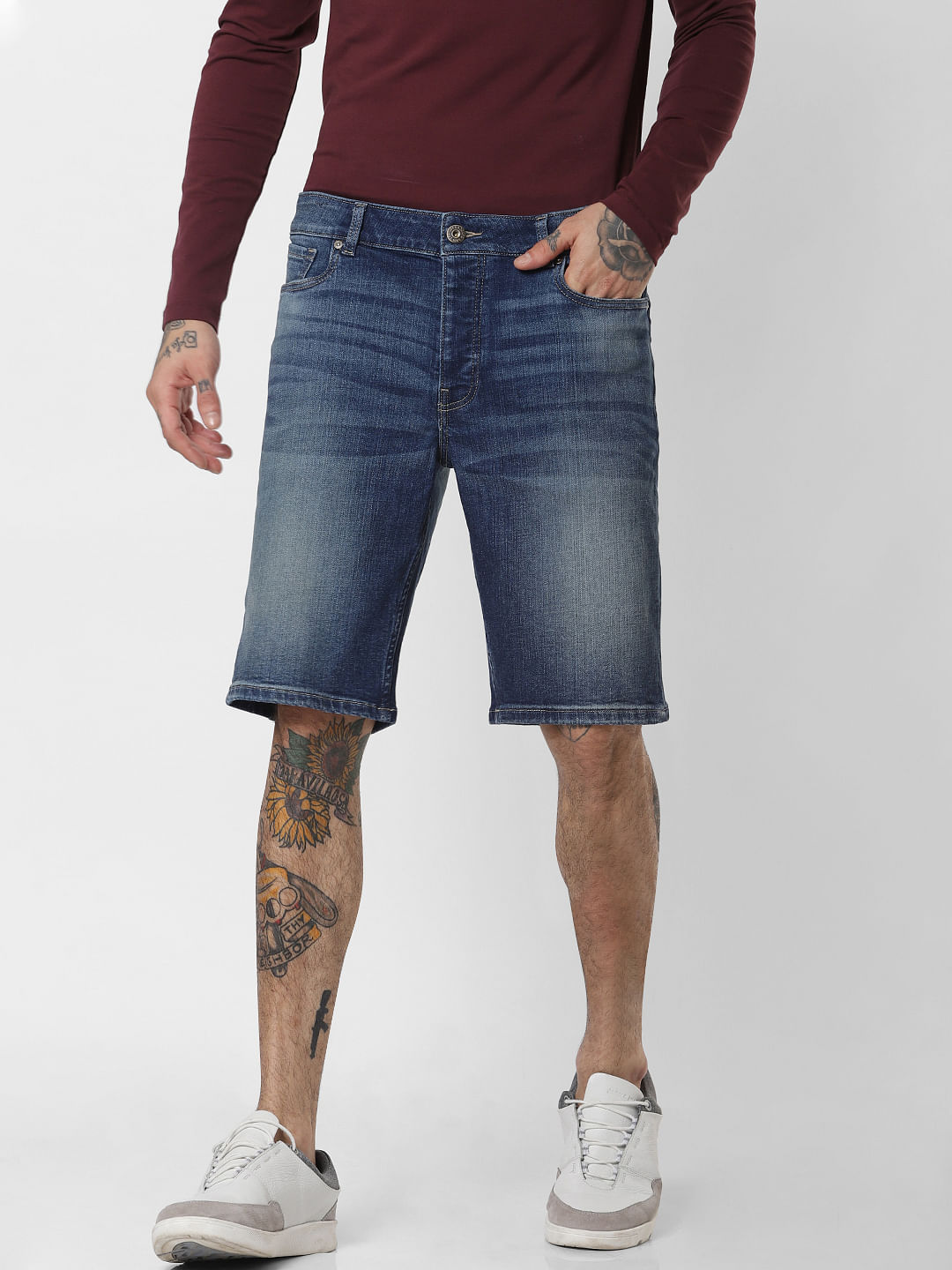Dark Blue Denim Shorts
