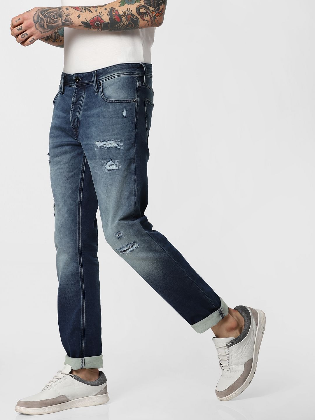 Blue Distressed Glenn Slim Fit Jeans