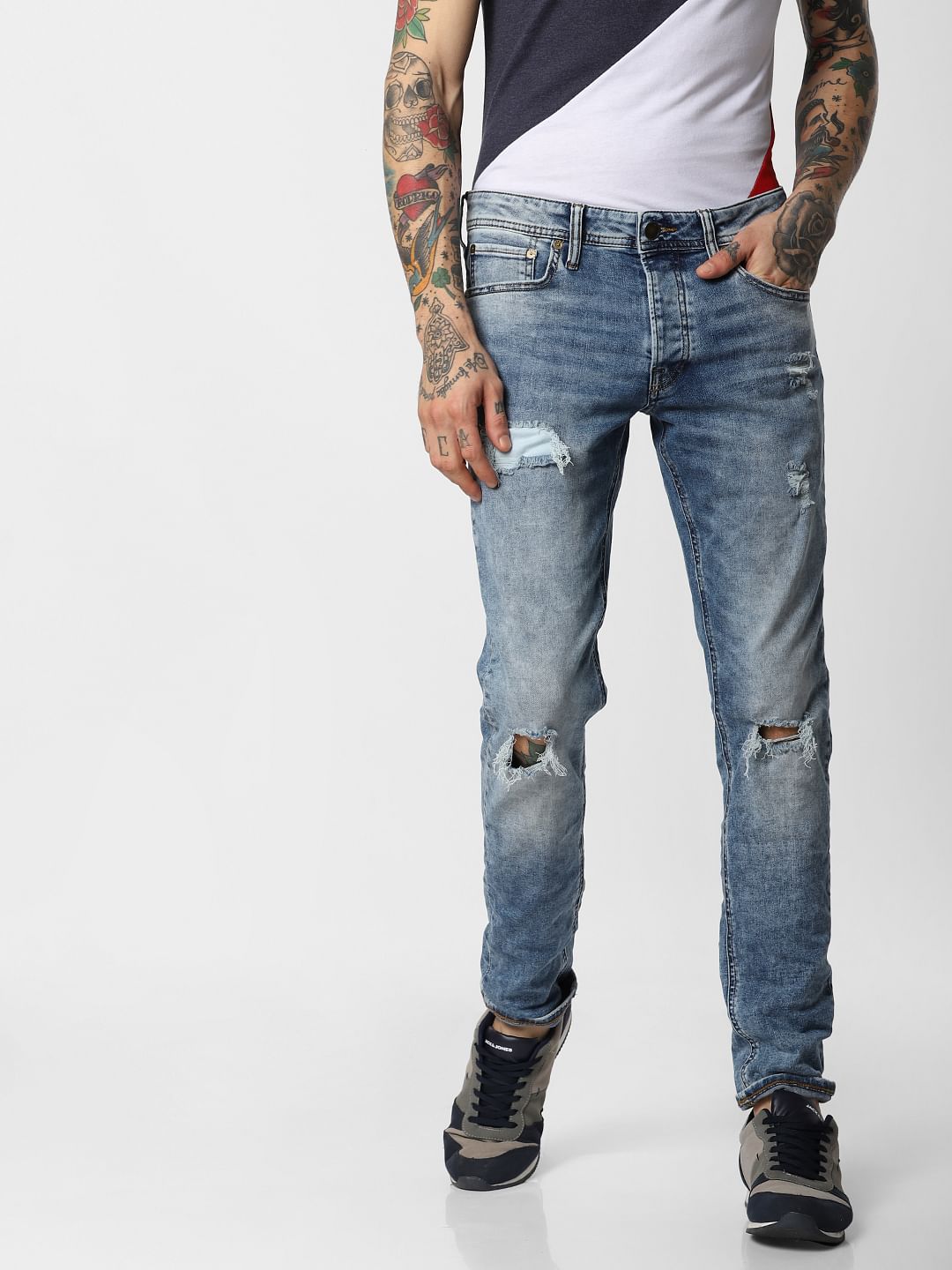 Blue Ripped Tim Anti Fit Jeans