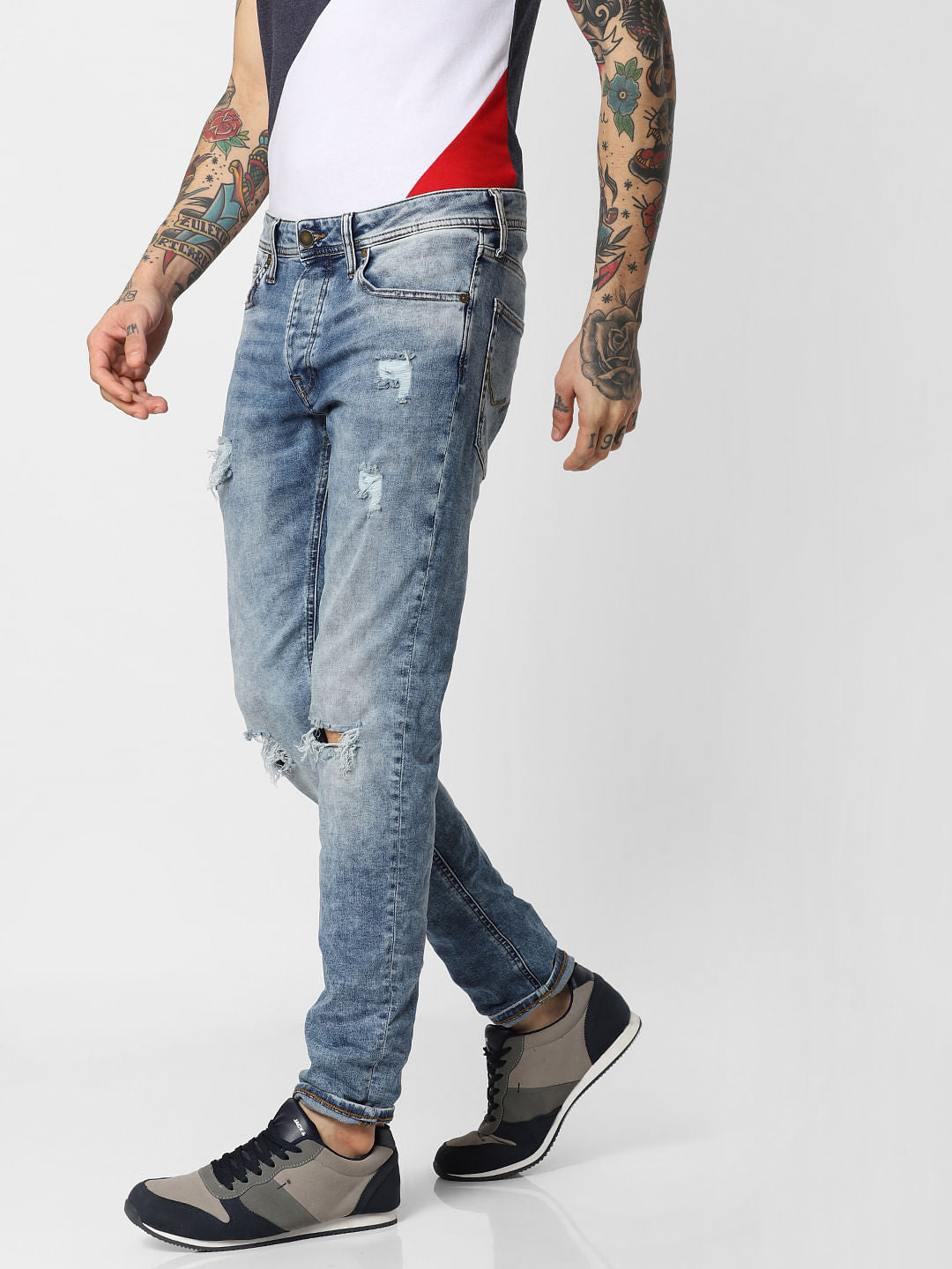 Blue Ripped Tim Anti Fit Jeans