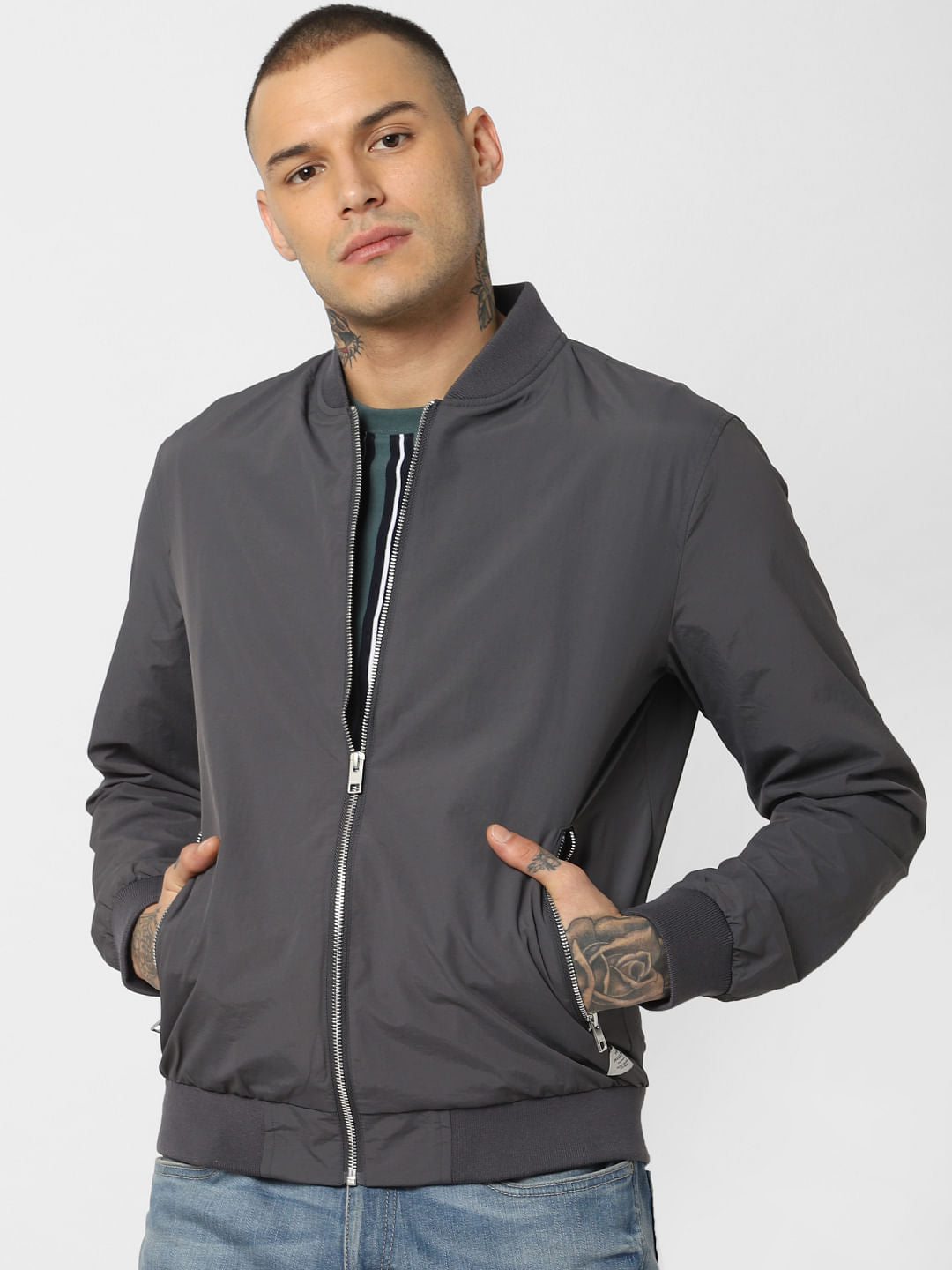 Grey Bomber Jacket