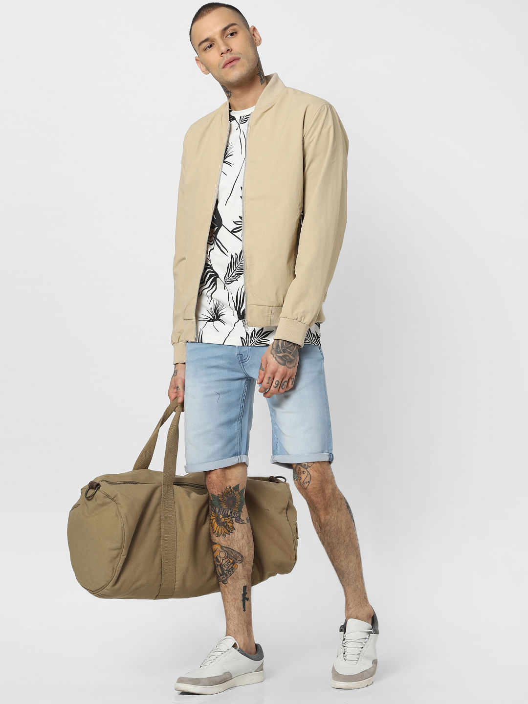 Beige Bomber Jacket - S