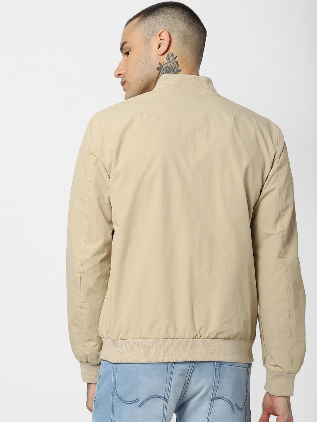 Beige Bomber Jacket