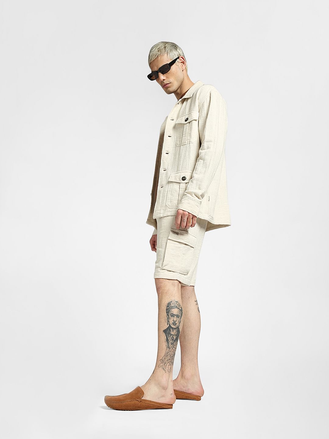 Beige Cargo Shorts - S
