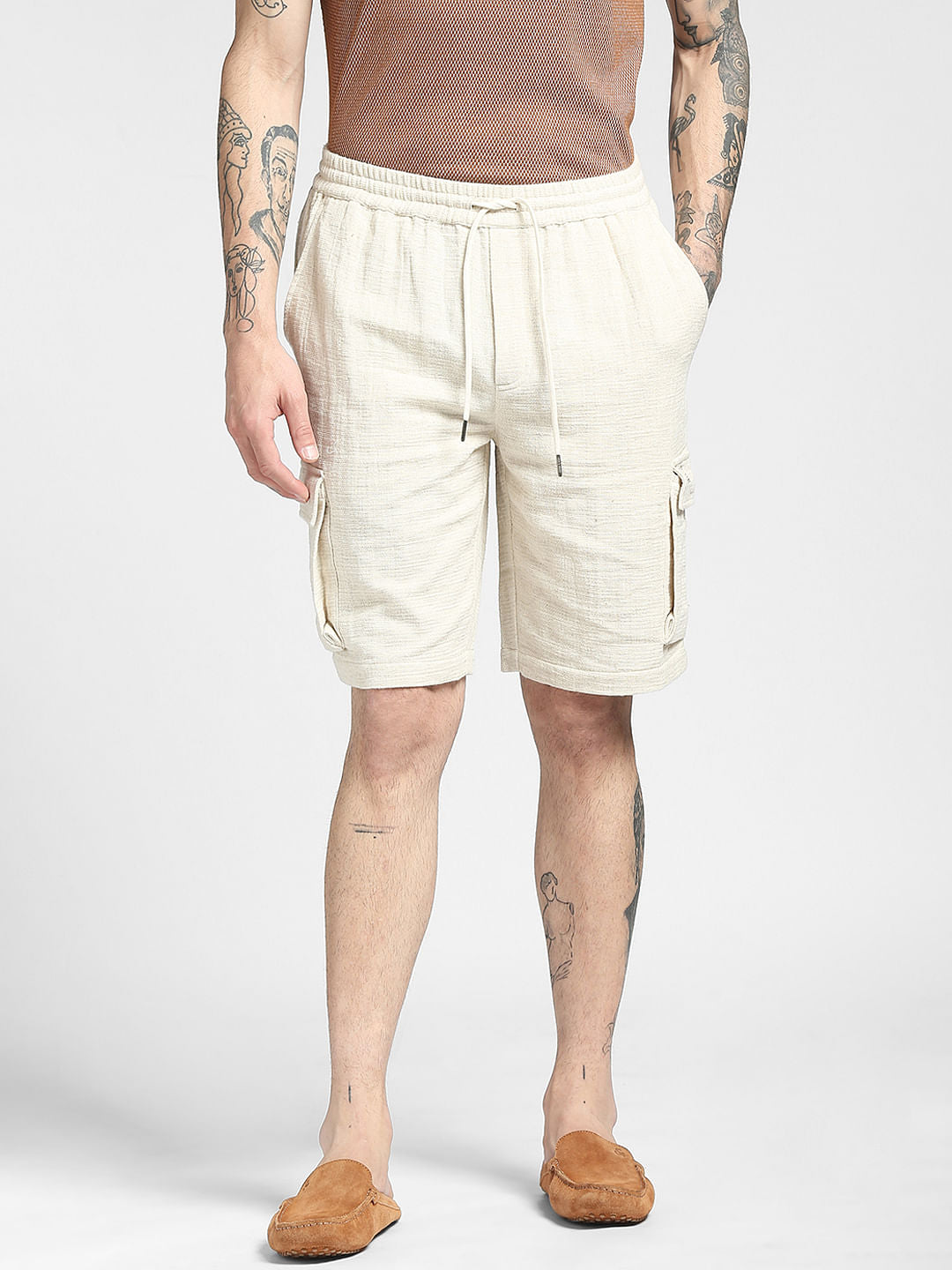 Beige Cargo Shorts