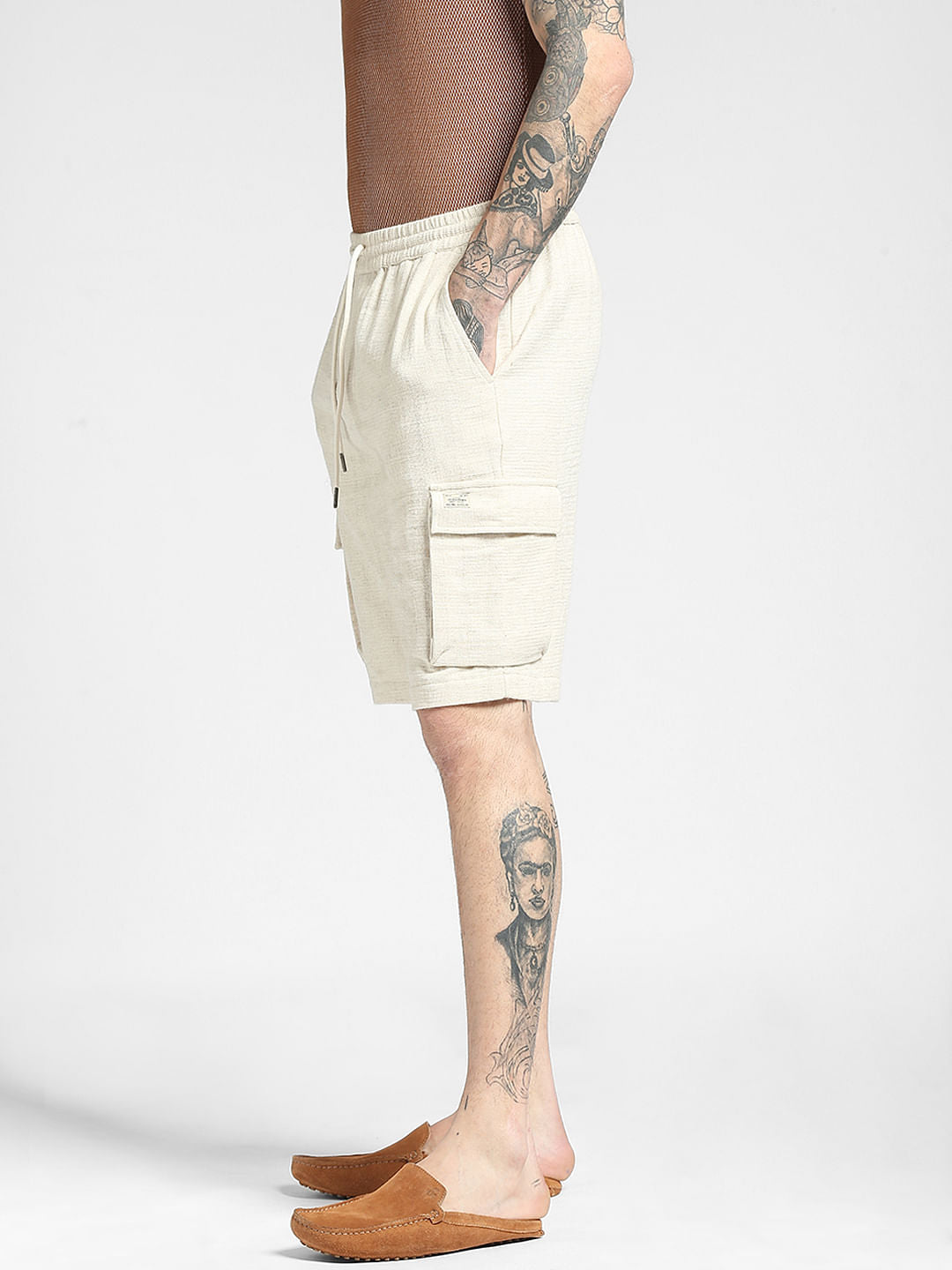 Beige Cargo Shorts