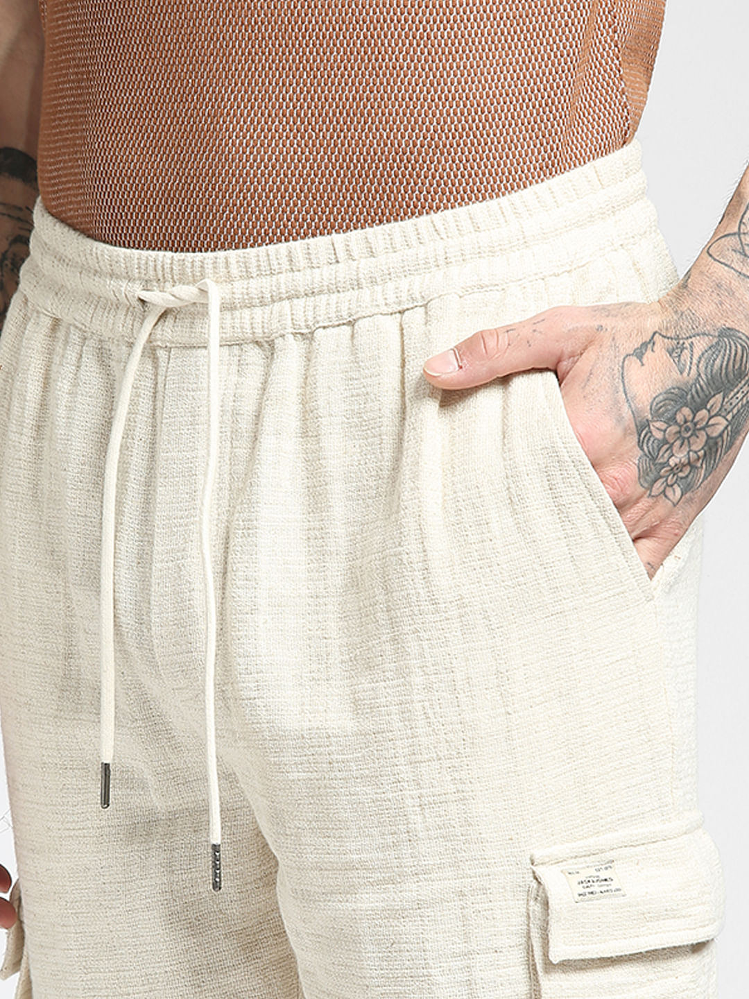 Beige Cargo Shorts