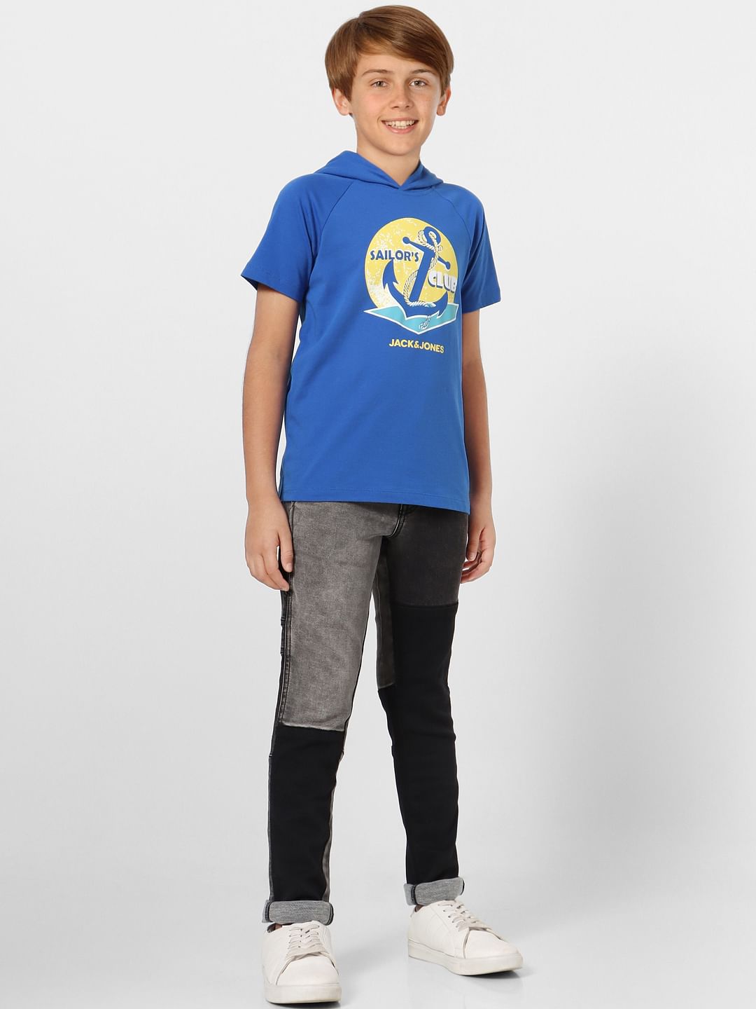 Boys Blue Hooded T-shirt - 4/5Y