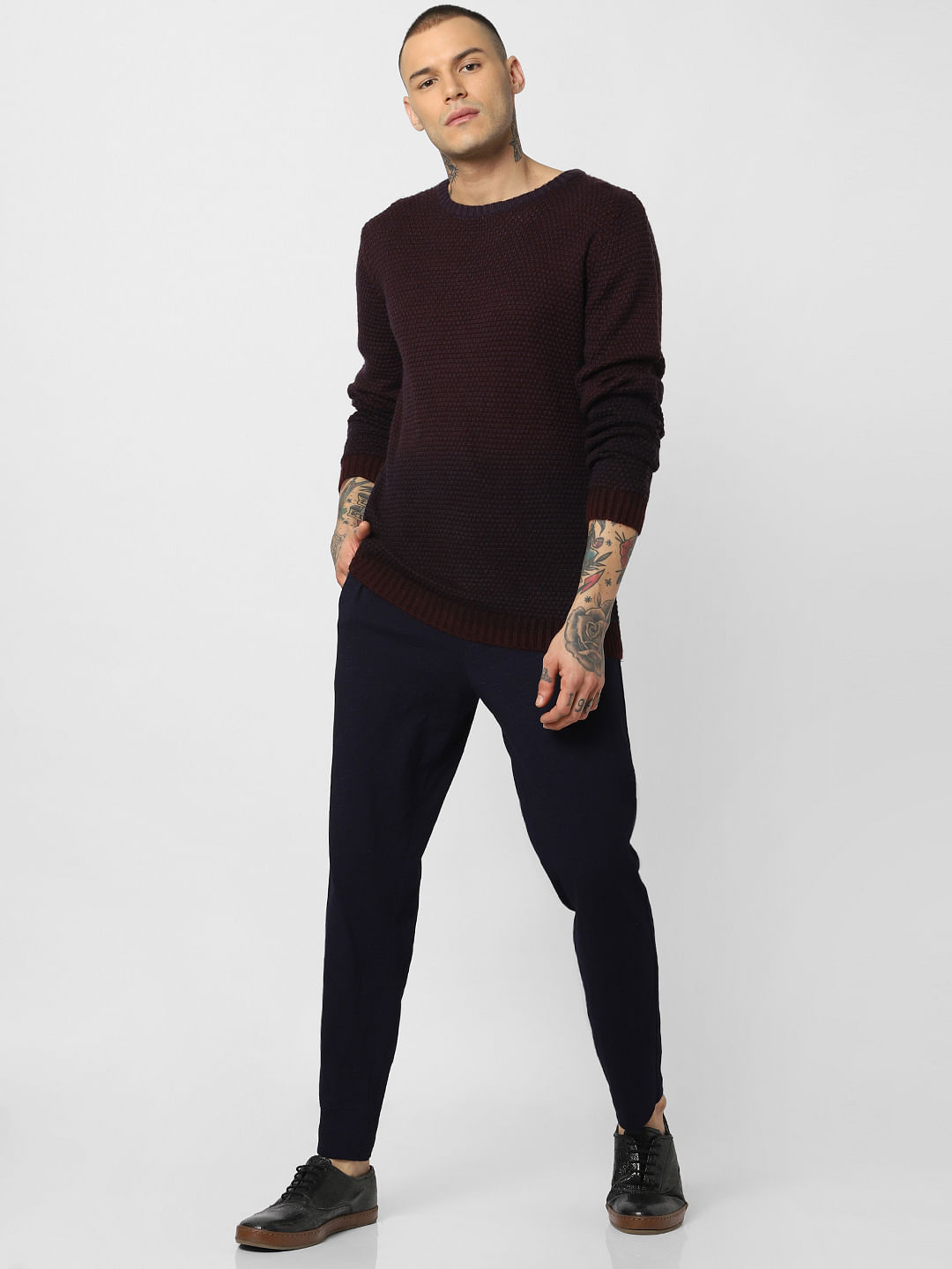 Burgundy Textured Pullover